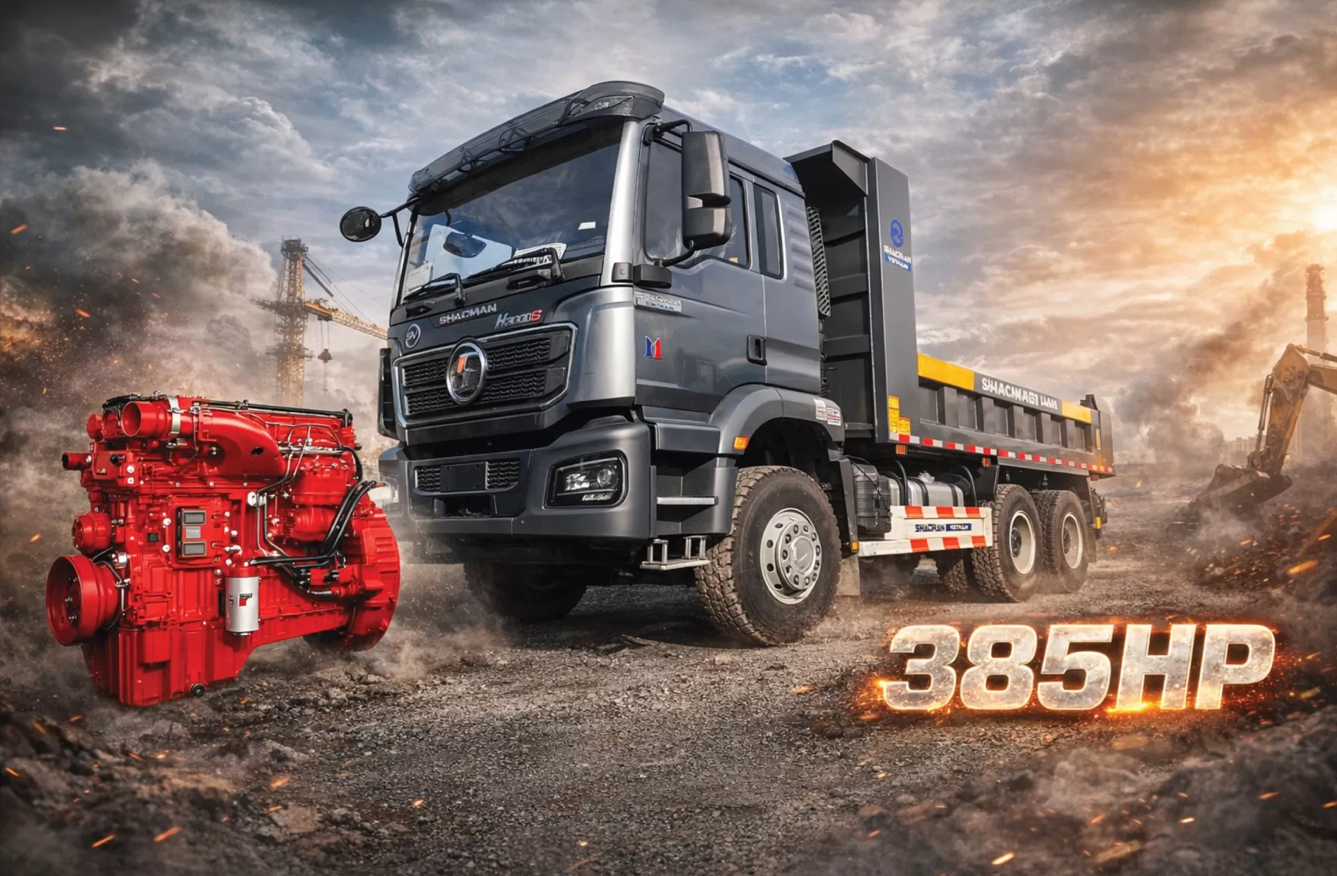 XE BEN SHACMAN H3000S 6X4 CUMMINS 385HP THÙNG VUÔNG
