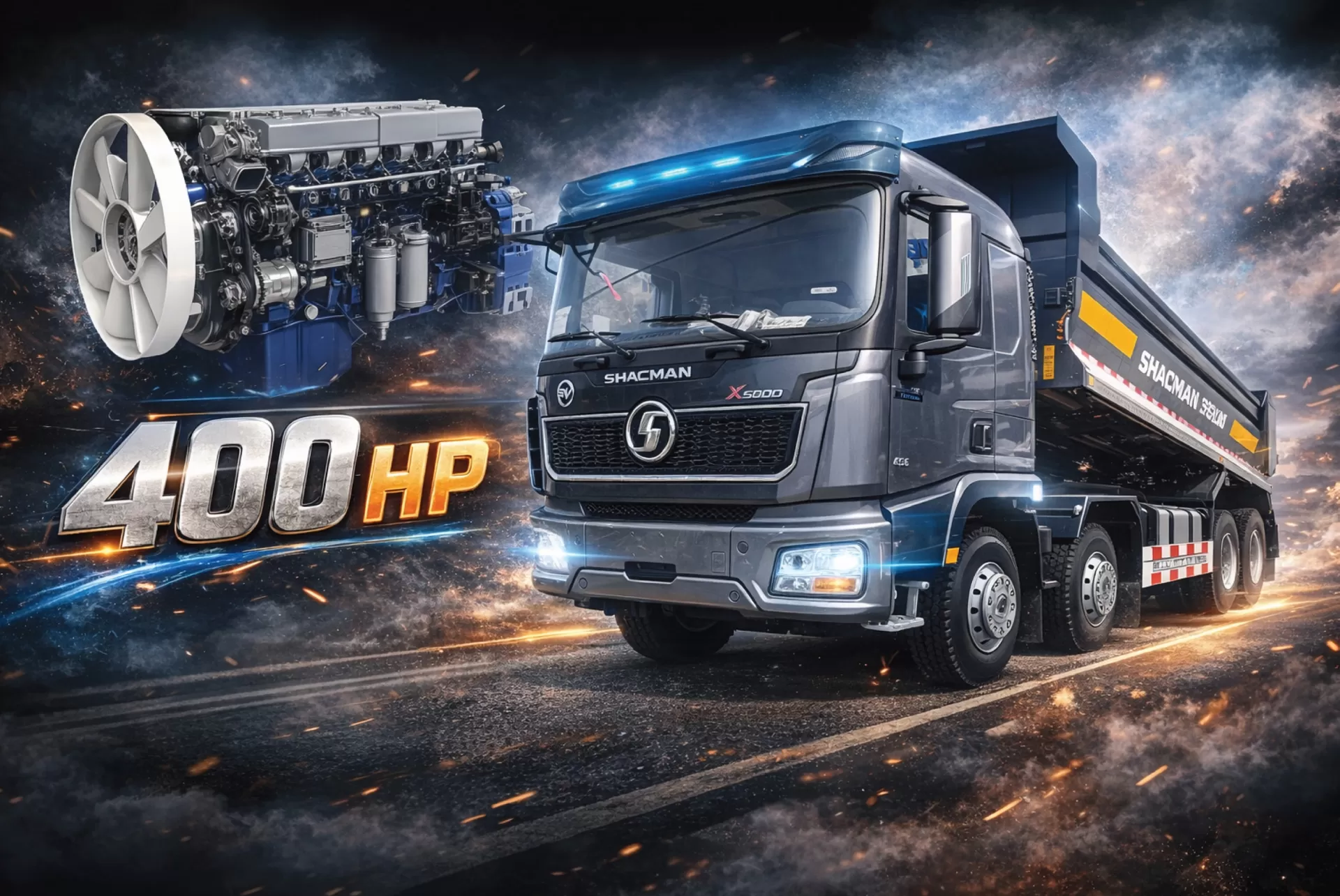 XE BEN SHACMAN X5000 8X4 WEICHAI 400HP THÙNG U