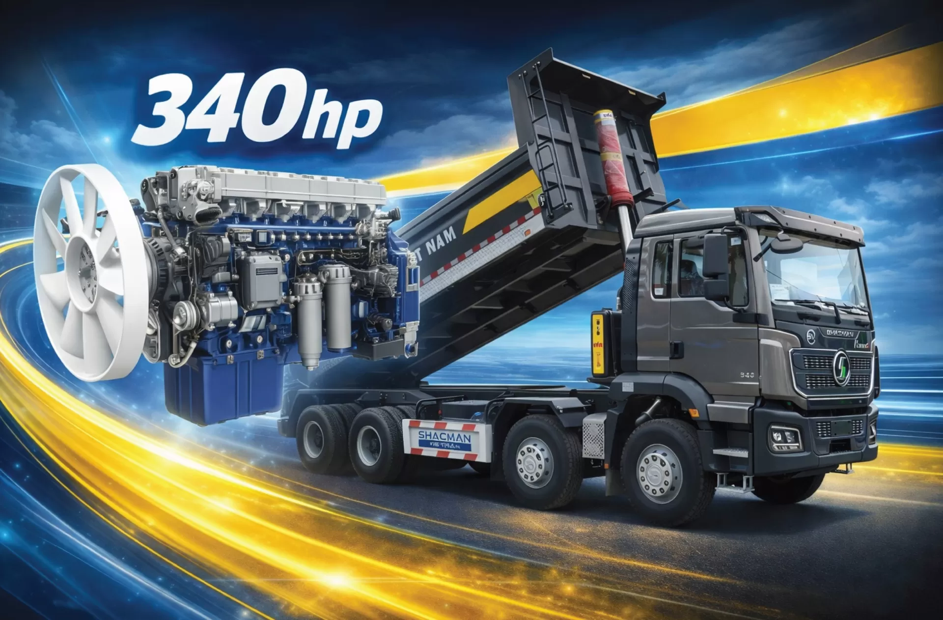 XE BEN SHACMAN H3000S 8X4 WEICHAI 340HP THÙNG U