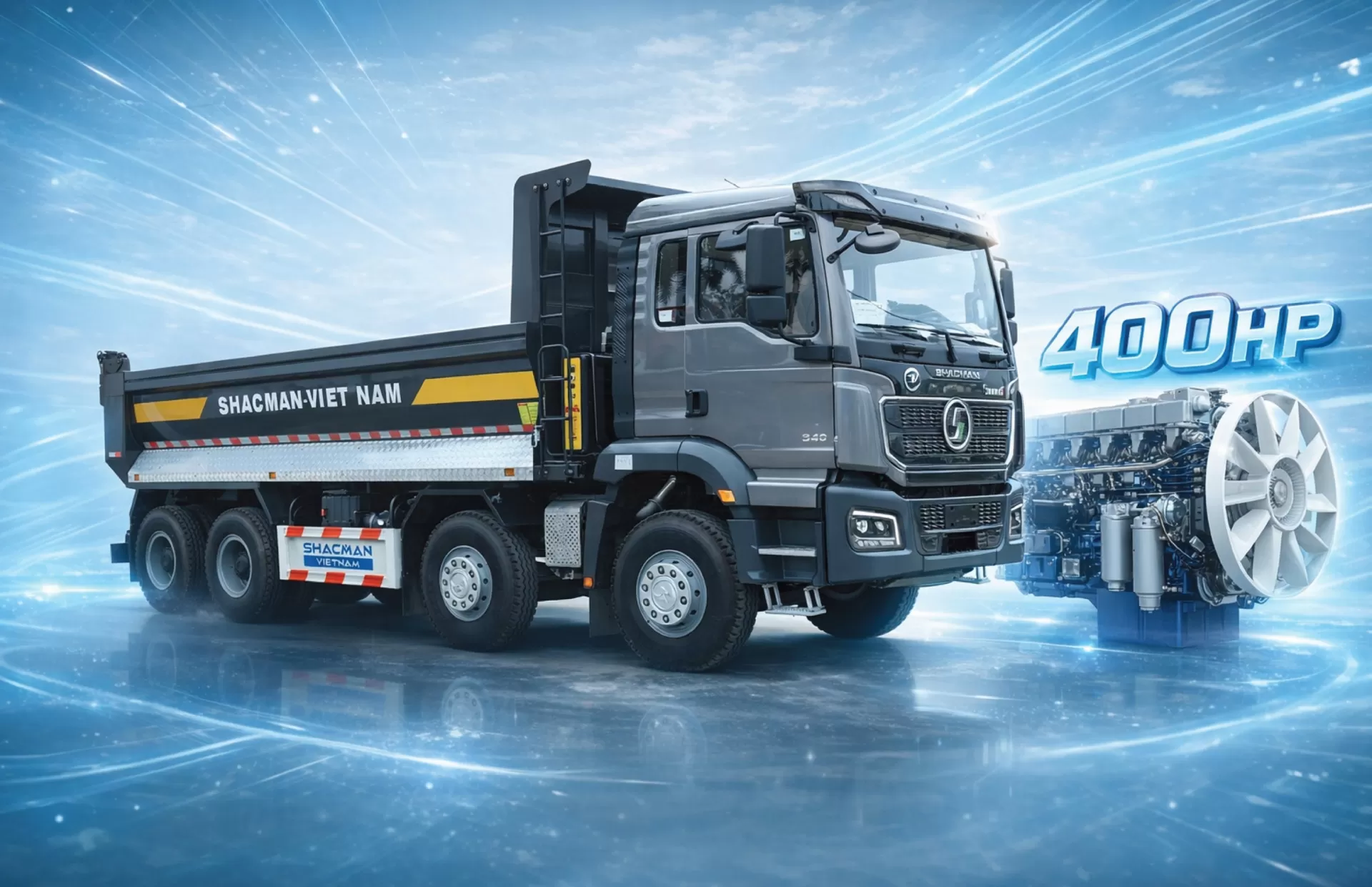 XE BEN SHACMAN H3000S 8X4 WEICHAI 400HP THÙNG U